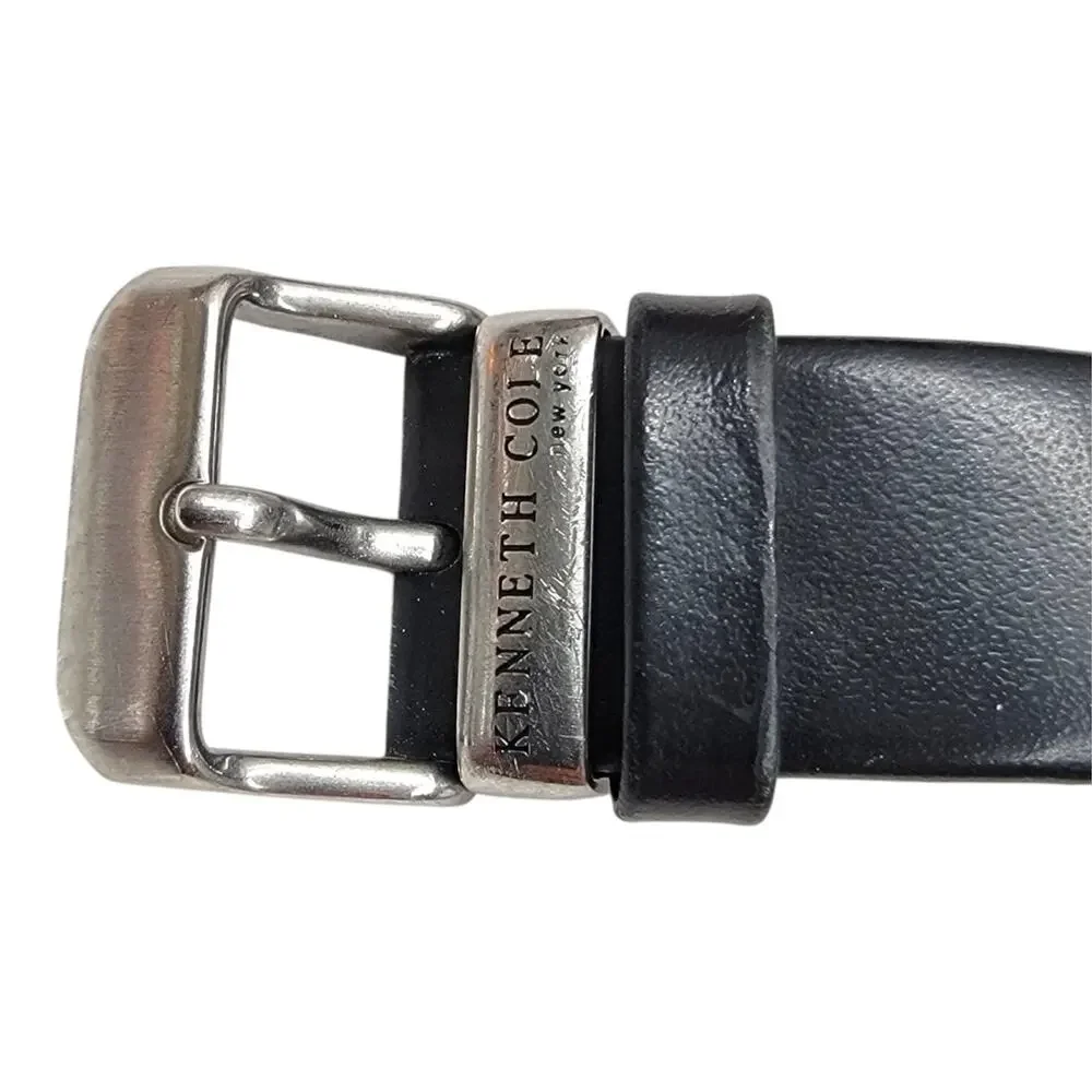Kenneth Cole New York Mens Watch White Dial Date Black Leather Band Water 50M